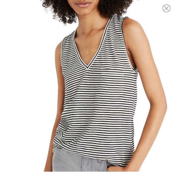 Madewell Tops - Madewell Whisper Cotton V Neck Tank Stripe NEW